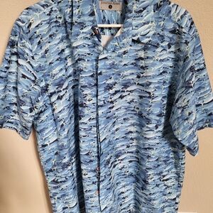 Large Men's Blue Patterned Casual Shirt